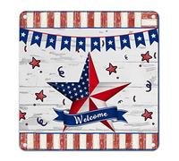 Letrero de metal con texto en inglés «Country Independence Day Happy 4th of July» para decoración de pared, bandera patriótica, panel de pared para interiores y exteriores, 12 x 12 pulgadas