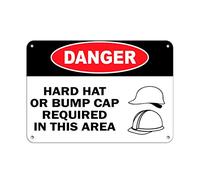 Letrero de metal con texto en inglés "Danger Hard Hat or Bump Cap Required in This Area" para decoración del hogar, garaje, pared, 8 x 12 pulgadas, letrero de aluminio para regalo