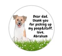 Letrero de metal con texto en inglés «Dear Dad Thank You Picking Up My Poop Stuff» "I Love My Dog", decoración de pared para el hogar, cocina, bar, cafetería, 12 x 12 pulgadas