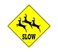 Letrero de metal con texto en inglés "Deer Crossing" Graphic Caution Wildlife Animal Hunter Road Decor Diamond Sign - Letrero cuadrado de 30,5 x 30,5 cm para interiores y exteriores