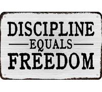 Letrero de metal con texto en inglés "Discipline Equals Freedom", estilo retro, vintage, póster de metal, decoración de pared, 20,3 x 30,5 cm
