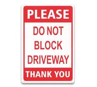Letrero de metal con texto en inglés "Do Not Block Driveway", no estacionar, para puerta delantera, buzón, garaje, 14 x 20 cm, placa de aluminio, libre de intemperie, uso al aire libre