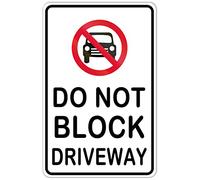 Letrero de metal con texto en inglés "Do Not Block Driveway", para uso al aire libre, para escuela, hogar, comunidad, granja, campo, ciudad, vecindario, entrada, hotel, centro comercial, edificio, bar