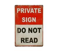 Letrero de metal con texto en inglés "Do Not Read" con texto en inglés "Do Not Read", estilo vintage, para jardín, dormitorio, cafetería, bar, hombre, cueva, decoración de pared, póster de metal, 20 x