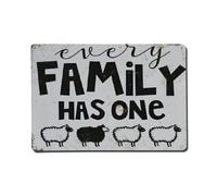 Letrero de metal con texto en inglés «Every Family Has One Black Sheep» para decoración de pared de bar, decoración de pared de 8 x 12 pulgadas