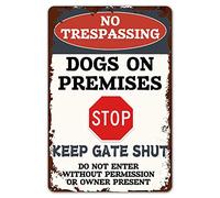 Letrero de metal con texto en inglés «Fun Watch Out Dog Warning Do Not Enter No Invasion», letrero de estaño para perro con texto en inglés «Stop in Yard Keep Door Close», para decoración al aire