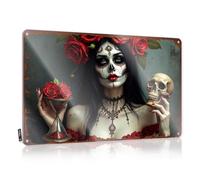 Letrero de metal con texto en inglés "Funny Man Cave - Día de los Muertos: una celebración atemporal" (30 x 40 cm)
