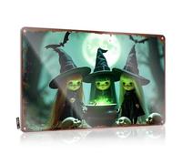 Letrero de metal con texto en inglés "Gaming Night": Three Witches Brew Under The Full Moon Tin Sign Bar Funny Signs Metal Tin Sign Decoración de pared (30 x 40 cm)
