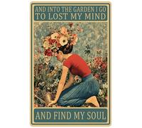 Letrero de metal con texto en inglés «Garden Girl And Into The Garden I Go To Lose My Mind» para jardinería, patio, decoración de pared al aire libre, 12 x 16 pulgadas