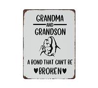 Letrero de metal con texto en inglés "Granda And Grandson A Bond That Can't Be Broken Family - Cartel de metal para exteriores, decoración vintage, para cueva, garaje, pub, bar, cocina, decoración del