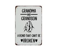 Letrero de metal con texto en inglés "Granda And Grandson A Bond That Can't Be Broken Family - Cartel de metal para exteriores, decoración vintage, para cueva, garaje, pub, bar, cocina, decoración del
