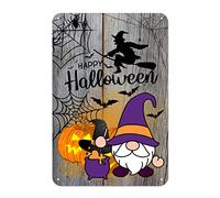 Letrero de metal con texto en inglés "Happy Halloween Pumpkin Gnomo Metal Tin Sign Witches Bat Spider Bat Halloween Boo Rust-Proof Retro Wall Decor for Home Bar Coffee Shop Man Cueva 30.5 cm x 20.3 cm