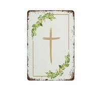 Letrero de metal con texto en inglés "He Is Risen He Has Risen He Risen Chrisen", divertido letrero de metal vintage para decoración de dormitorio, sala de estar, cocina, patio, jardín, 8 x 12