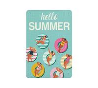 Letrero de metal con texto en inglés "Hello Summer Swimming Pool", póster de metal para decoración de pared, cocina, hogar, garaje, 30,5 x 20,3 cm