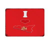 Letrero de metal con texto en inglés "I Love My Country Sicilia" de 25,4 x 35,5 cm, personalizable, para bares, clubes, tiendas, patio, decoración de pared, letrero de aluminio para regalo para