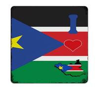 Letrero de metal con texto en inglés "I Love My Country" South Sudan de 30,5 x 30,5 cm, para casa de campo, oficina, salón, casa, decoración de pared, letreros de garaje, bandera del estado, viajes