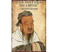 Letrero de metal con texto en inglés "If You Don't Squat You are Funny Chinese Proverb Gym Retro Vintage Plates Man Cave" Divertida decoración de pared para cocina, bar, cafetería, restaurante, hogar