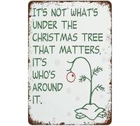 Letrero de metal con texto en inglés "It's Not Whats Under The Christmas Tree That Matters It's Whos Alreder", letrero vintage de estaño, letrero retro de aluminio para cocina, hogar, oficina, bar