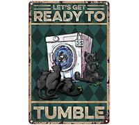 Letrero de metal con texto en inglés "Let's Get Ready to Tumble Antique Toilet Restroom" de 5.5 x 8 pulgadas, letrero decorativo para el hogar, baño, granja, jardín, garaje, decoración de pared