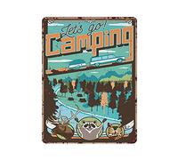 Letrero de metal con texto en inglés "Let's Go Camping", póster de estaño vintage, decoración de pared, cocina, hogar, garaje, 40,6 x 30,5 cm