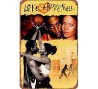 Letrero de metal con texto en inglés "Love & Basketball" para decoración de pared de cochera o tienda de coches antiguos, póster de película para estación de aceite, 20.3 x 30.48