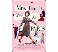 Letrero de metal con texto en inglés "Mrs. Harris Goes To Paris" para decoración de pared, divertidos carteles de estaño para el hogar, habitación, cocina, bar, oficina, etc. 8 x 12 pulgadas