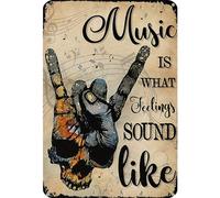 Letrero de metal con texto en inglés "Music Is What Feelings Sound Lie", arte para pared, decoración de habitación de música vintage, 30 x 40 cm, para bares, cafeterías y hogares