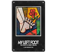 Letrero de metal con texto en inglés "My Left Foot", póster minimalista de película para decoración de cine en casa y arte de pared retro, 8 x 12 pulgadas