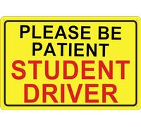 Letrero de metal con texto en inglés «New Drivers Warning - Please Be Patient Student Driver», decoración de pared divertida, letreros de lata para el hogar, sala de estar, dormitorio, regalos, 8 x 12