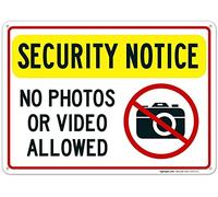 Letrero de metal con texto en inglés "No Photos Or Video Sign" para decoración de pared, 12 x 8 pulgadas
