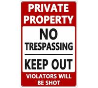 Letrero de metal con texto en inglés "No Trespassing", con texto en inglés "Keep Out Warning ", de metal retro para proteger tu patio, granja, valla, hogar, 8 x 12 pulgadas