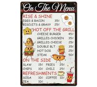 Letrero de metal con texto en inglés "On The Menu", de comida rápida, retro, para menú, para cocina, hogar, cocina, restaurantes, cafeterías, bares, pub, hombre, cueva, decoración de pared, 6 x 8