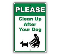 Letrero de metal con texto en inglés «Please Clean Up After Your Dog» de 20,3 x 30,5