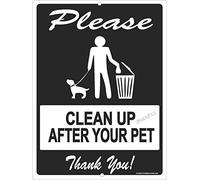 Letrero de metal con texto en inglés "Please Clean Up After Your Pet Pick Up Dog Poop Grass Lawn Thank You", 12 x 16 pulgadas