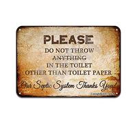 Letrero de metal con texto en inglés "Please Don't Throw Anything in The Toilet Except Toilet Paper Our Septic System" Thank You for The - Letrero de metal para cocina, pub, cafetería, cafetería, 14 x