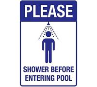 Letrero de metal con texto en inglés «Please Shower Before Entering The Pool Pool Rules» para decoración de pared, 30,5 x 40,6 cm, para piscina, playa, jardín