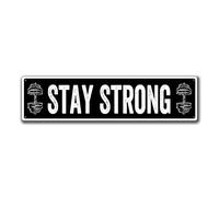 Letrero de metal con texto en inglés "Stay Strong" para garaje, sala de estar, baño, jardín, decoración de pared, póster de regalo, 10,2 x 40,6 cm