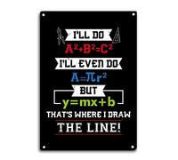 Letrero de metal con texto en inglés "That's Where I Draw The Line" para decoración de casa, póster de matemáticas, arte de pared para habitación, 8 x 12 pulgadas