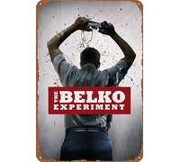 Letrero de metal con texto en inglés "The Belko Experiment" para garaje, decoración de pared, póster de película de tienda de coches antiguos, letrero de estación de aceite, 8 x 12 pulgadas