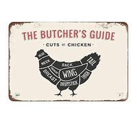 Letrero de metal con texto en inglés "The Butcher's Guide Cuts Of Chicken Decor Bar Pub Home Vintage Poster Metal Sign Sign Poster Sign Sign 8x12"