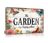 Letrero de metal con texto en inglés "The Garden: My Happy Place" (30 x 40 cm)