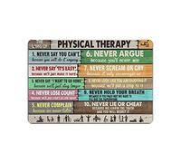 Letrero de metal con texto en inglés "The Laws of Physical Therapy" para decoración de pared, estilo vintage, hogar, familia, amigo, regalo de cumpleaños, pintura de hierro, 5.5 x 8 pulgadas