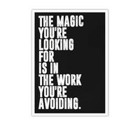 Letrero de metal con texto en inglés "The Magic You're Looking For Is In The Work You're Avoiding", póster motivacional positivo para decoración de pared en casa, oficina, 30,5 x 20,3 cm