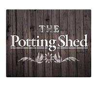 Letrero de metal con texto en inglés "The Potting Shed" para exteriores e interiores, 8 x 12 pulgadas