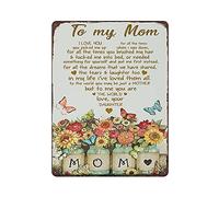 Letrero de metal con texto en inglés «To My Mom I Love You for All The Times Your Daughter» con girasol, letrero de metal de aluminio, decoración de pared, póster retro para bares, restaurantes