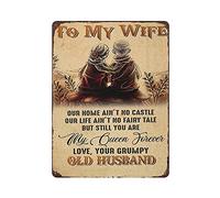 Letrero de metal con texto en inglés "To My Wife Our Home Ain't No Castle Our Life Ain't No Fairy Tale Old Husband", letrero de metal de aluminio, decoración de pared, póster retro para bares