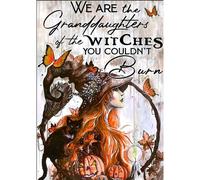 Letrero de metal con texto en inglés "We are The Granddaughters of The Witches You Could Not Burn", placa de metal retro para el hogar, bar, decoración de pared de 8 x 12 pulgadas