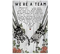Letrero de metal con texto en inglés "We'Re A Team What-Ever You Lack I Got You We Will Skelet0n Hand Metal Sign Retro Vintage Tin Sign de aluminio inspirador para pared, 20.3 x 30.5 cm para bar