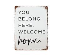 Letrero de metal con texto en inglés "You Belong Here" de 30.5 x 40.6 cm, con texto en inglés "You Belong Here"