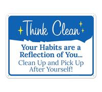 Letrero de metal con texto en inglés "Your Habits Are A Reflection Of You Clean Up And Pick Up After Yourself", de 8 x 12 pulgadas, advertencia clara para uso doméstico y comercial